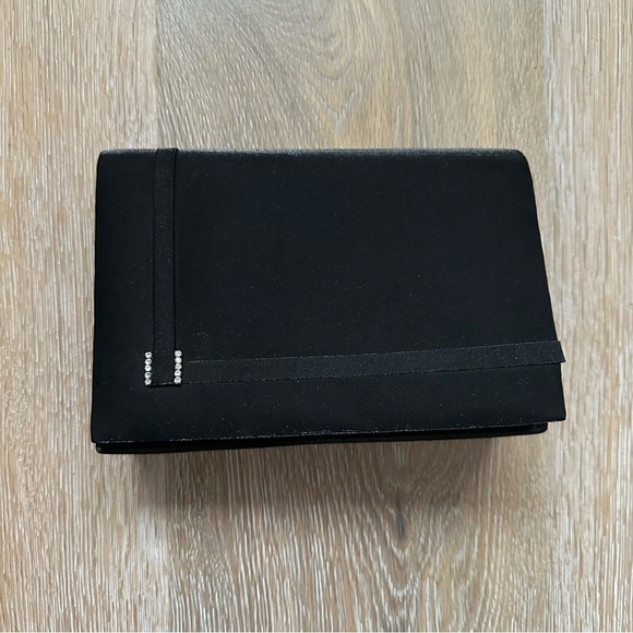 Vintage 80's Black Clutch with Rhinestones Formal Party Bridal - Picture 11 of 12